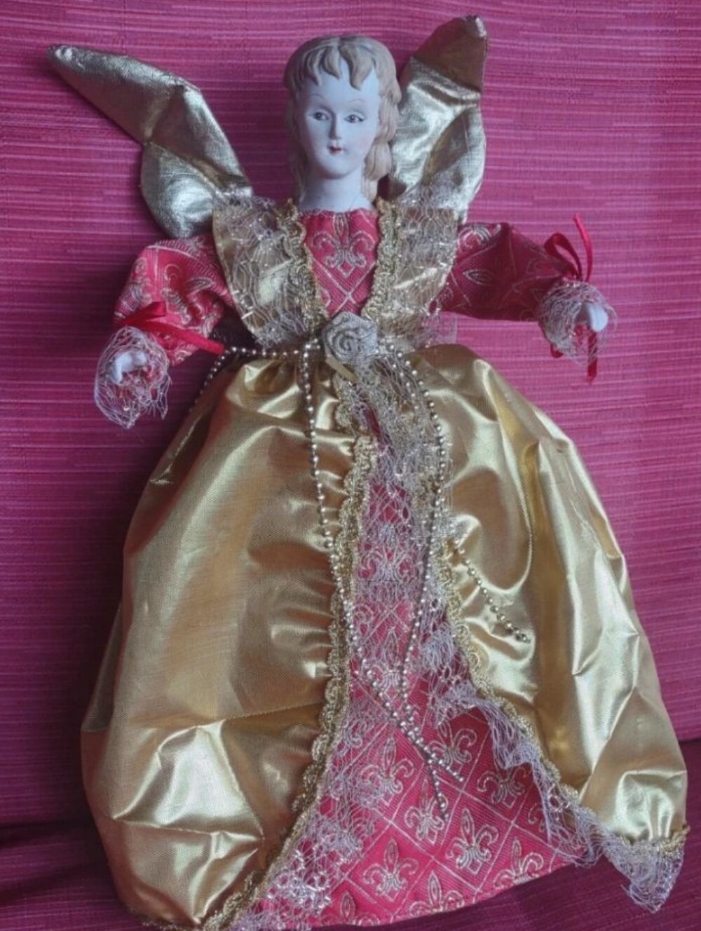 Vintage 10" Victorian-style Angel  Christmas Tree Topper